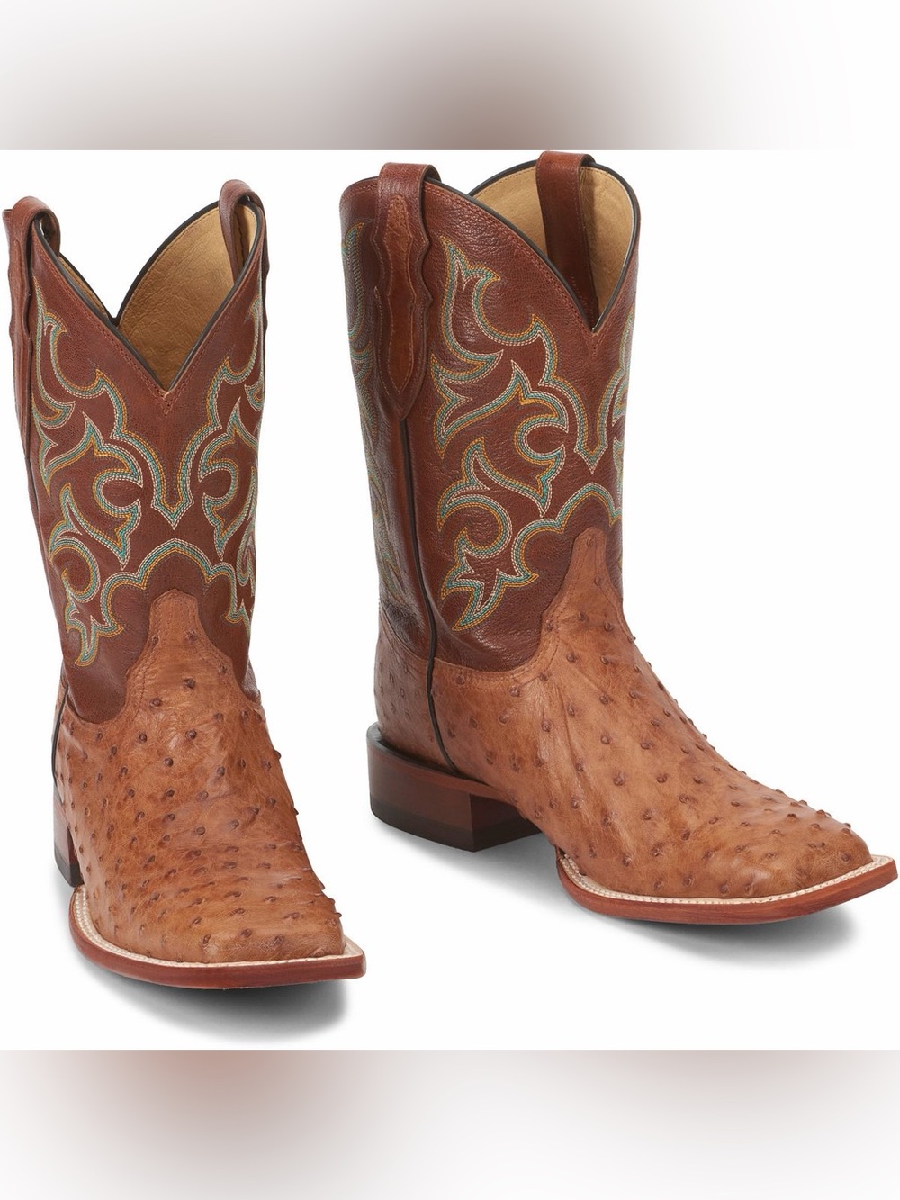 Justin Boots Brown Ostrich Leather Western Cowboy Boots